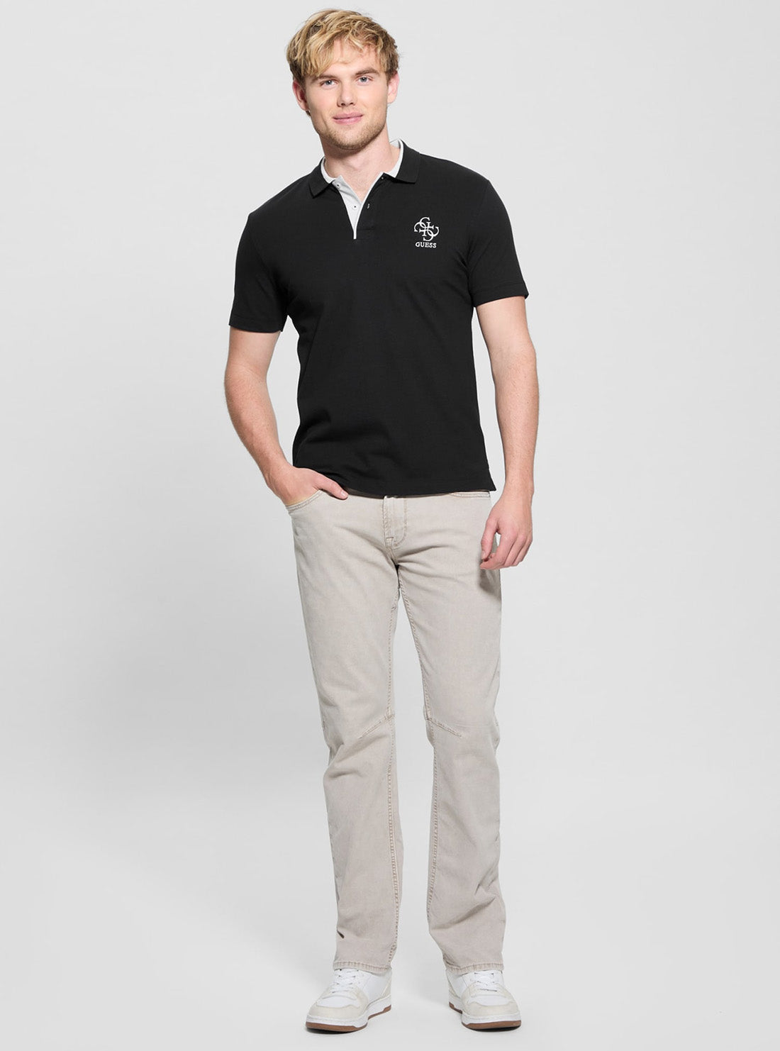 GUESS Mens Eco Black Lyle Polo Shirt M5GP60K7O64 Full View