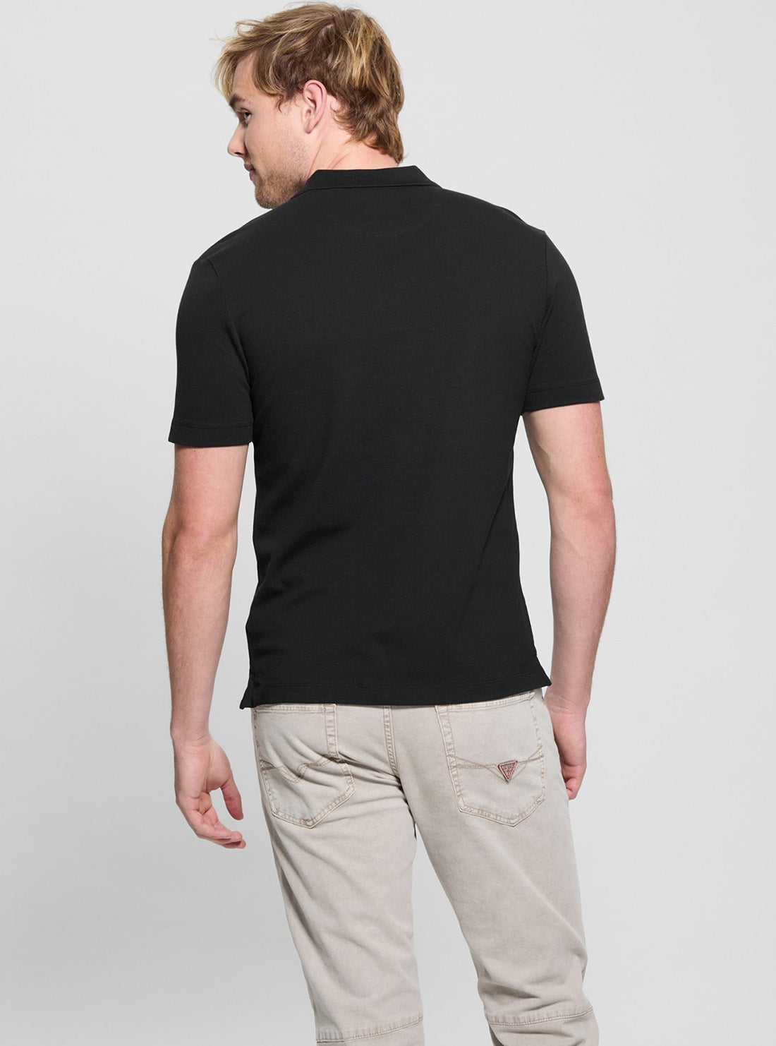 GUESS Mens Eco Black Lyle Polo Shirt M5GP60K7O64 Back View