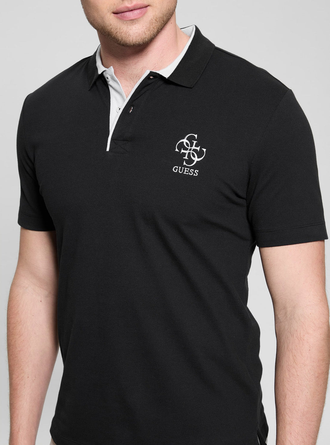 GUESS Mens Eco Black Lyle Polo Shirt M5GP60K7O64 Detail View