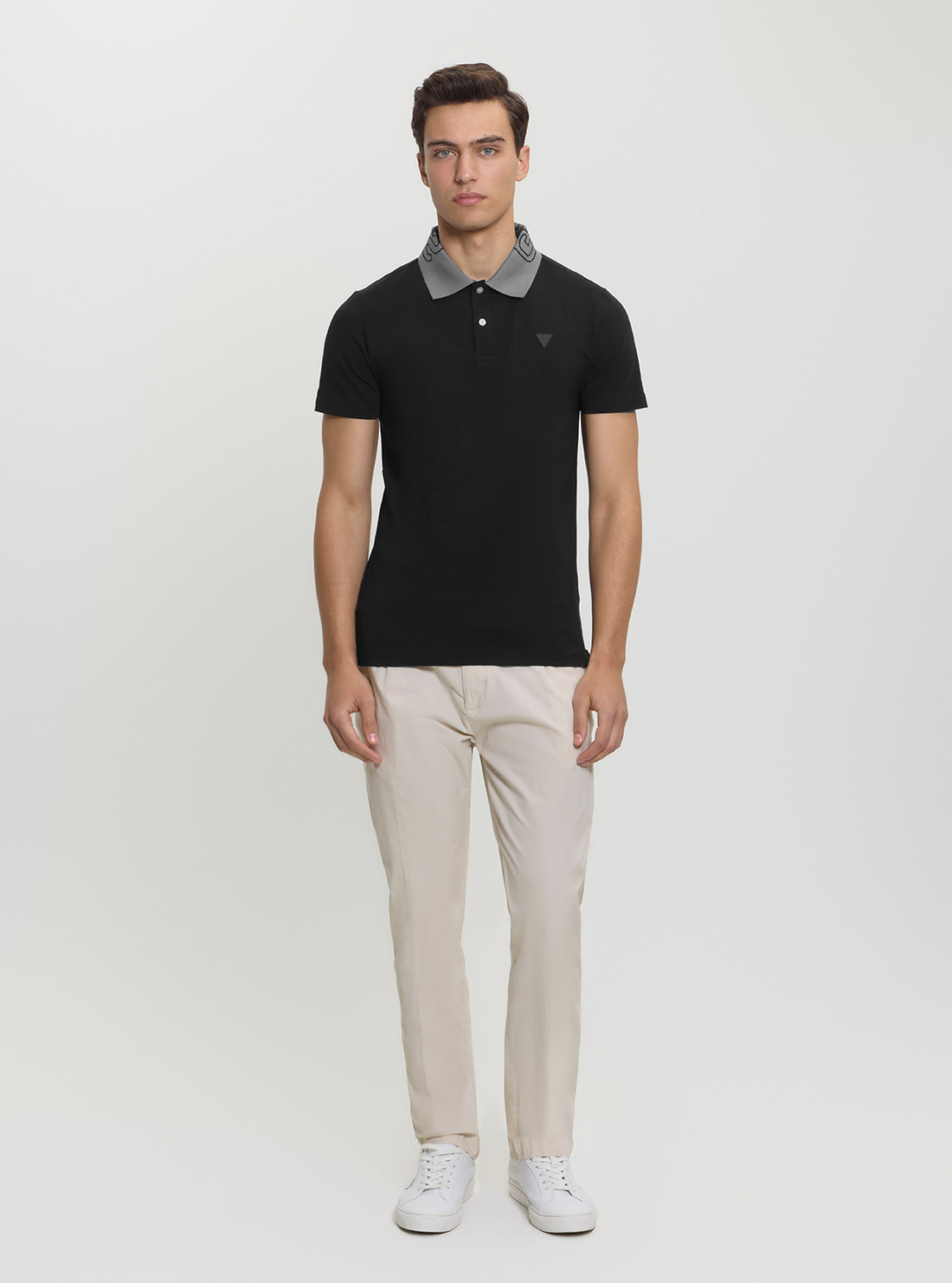 GUESS Mens Black Nolan Polo T-Shirt M5GP66J1314 Full View