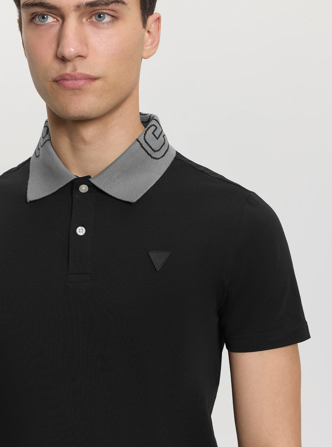 GUESS Mens Black Nolan Polo T-Shirt M5GP66J1314 Detail View