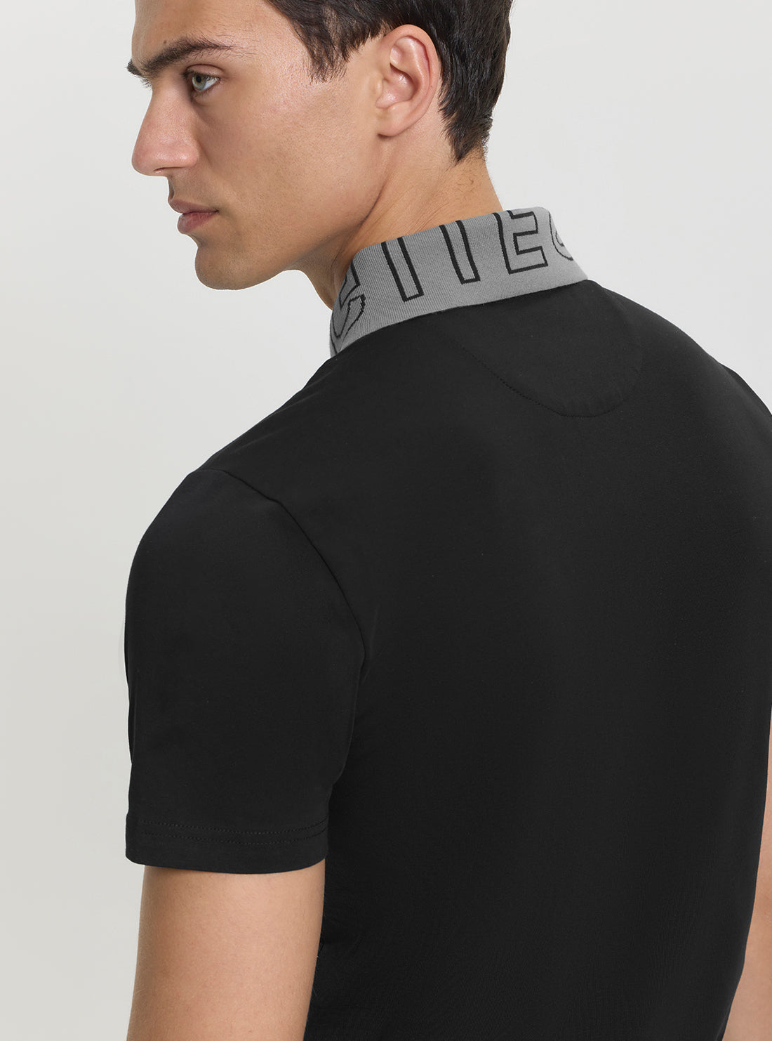 GUESS Mens Black Nolan Polo T-Shirt M5GP66J1314 Back Detail View