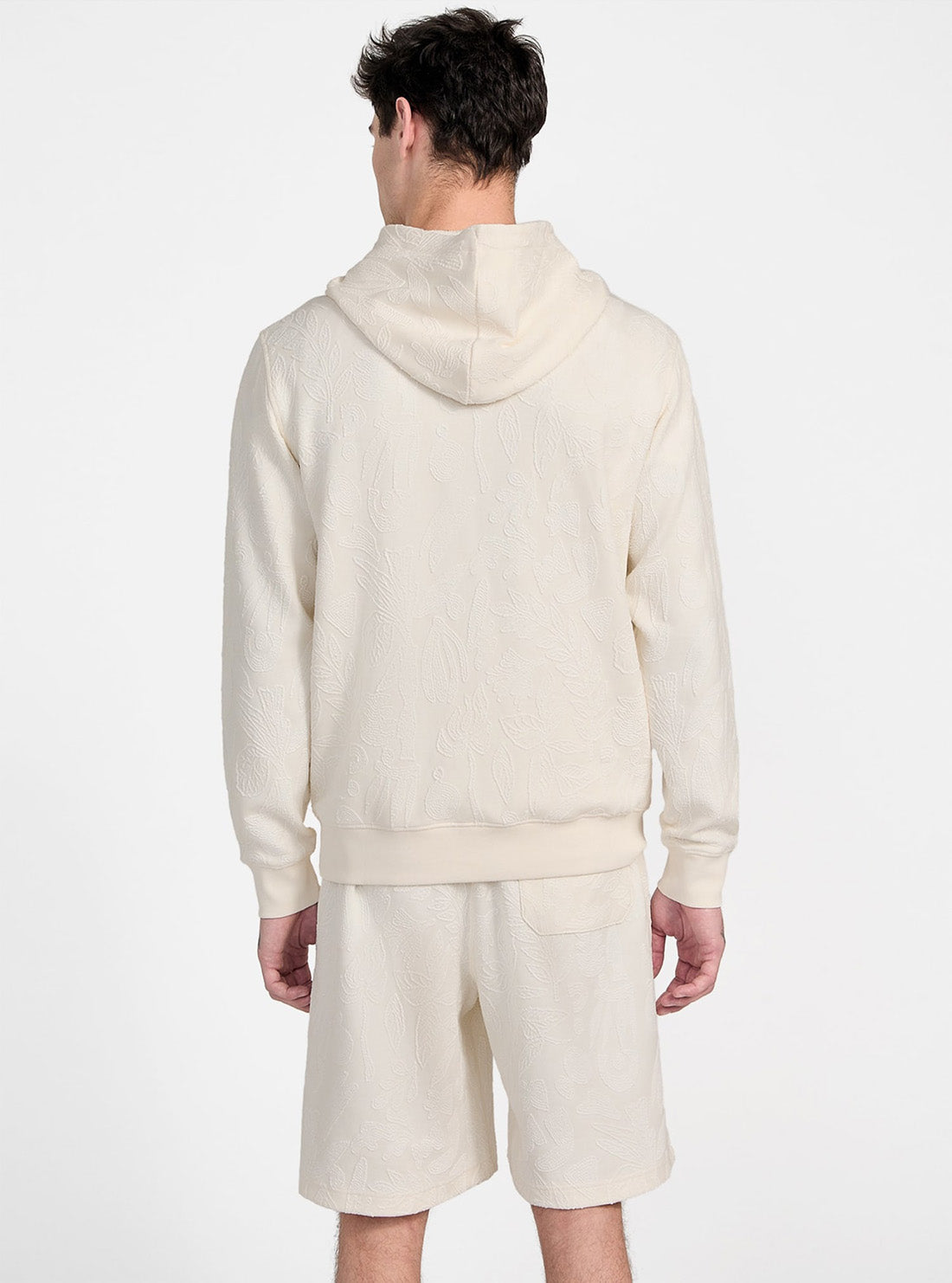 White Jacquard Hoodie Sweatshirt M5GQ15KCS71 Back View 