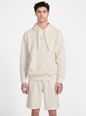 White Jacquard Hoodie Sweatshirt M5GQ15KCS71 Full View