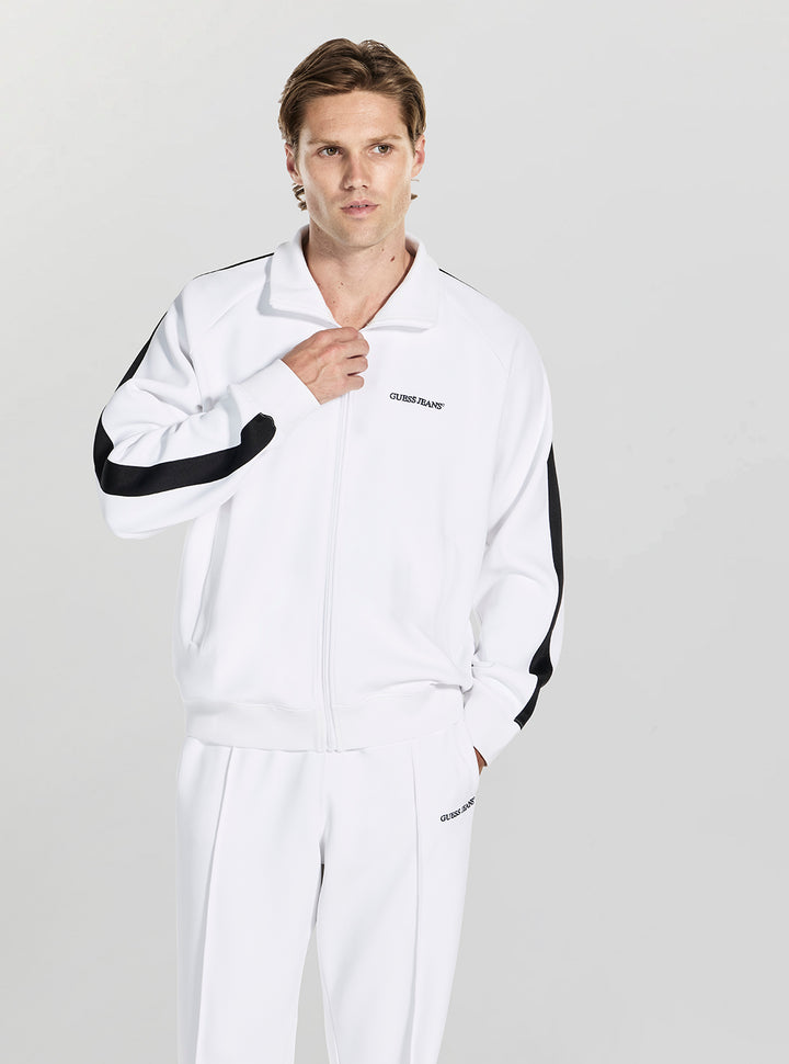 Guess Jeans White Tricot Track Jacket M5GQ29KB212 Front View