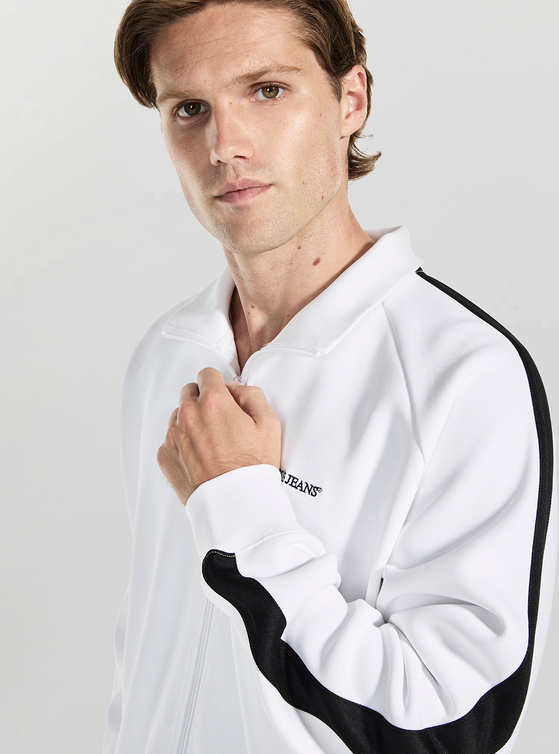 Guess Jeans White Tricot Track Jacket M5GQ29KB212 Detail View
