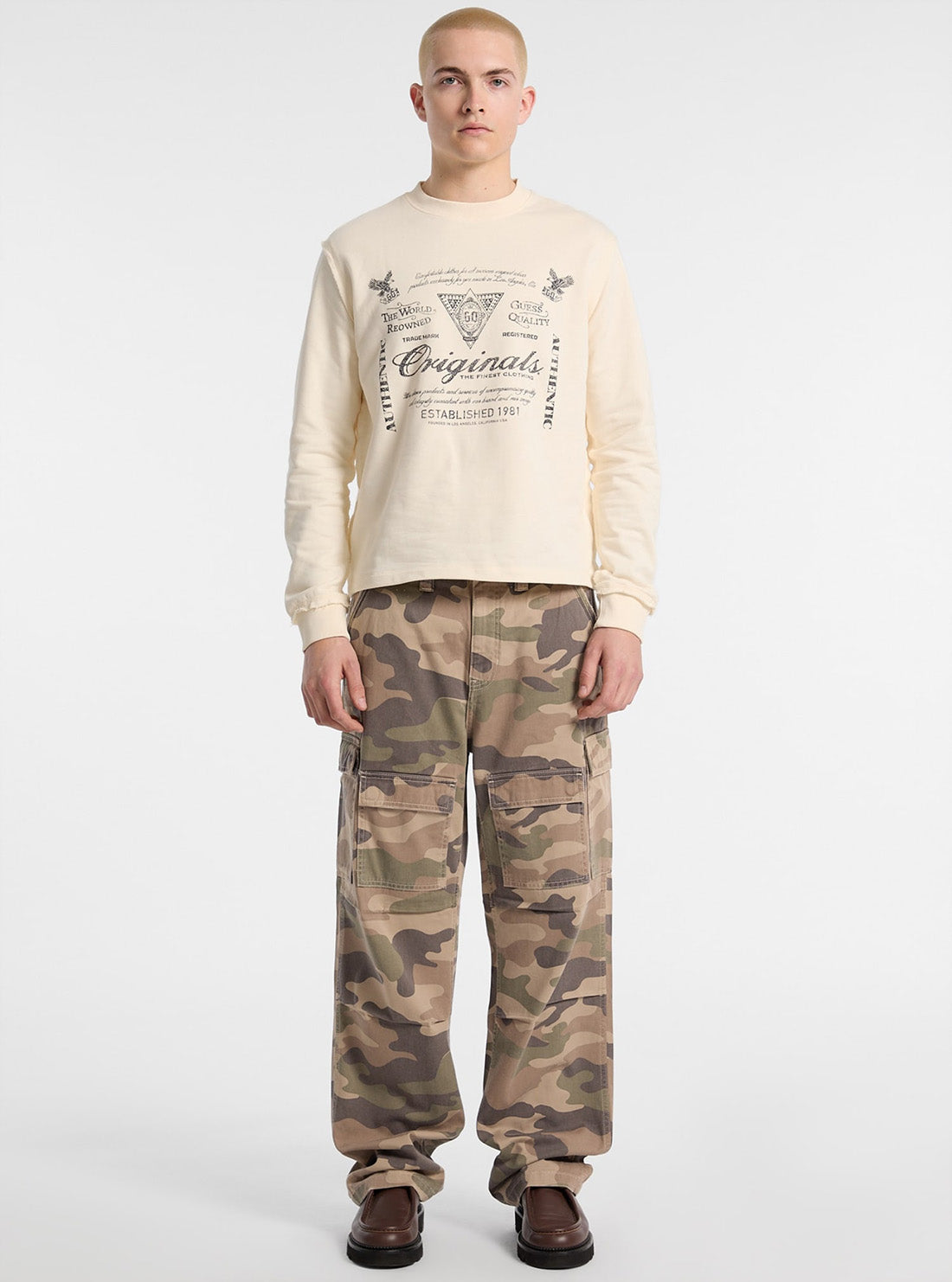 Guess Originals Beige Lightweight Sweatshirt M5GQ38K68I4 Full View