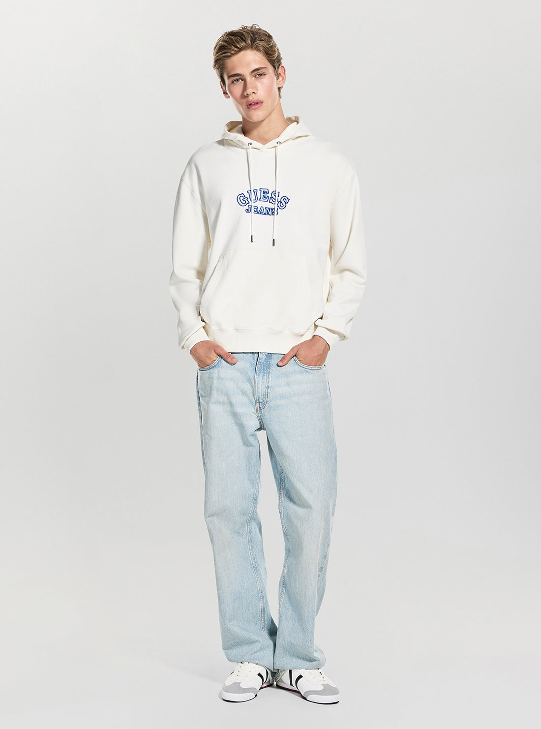 Guess Jeans White Hooded Classic Sweatshirt M5GQ40KCTY1 Full View