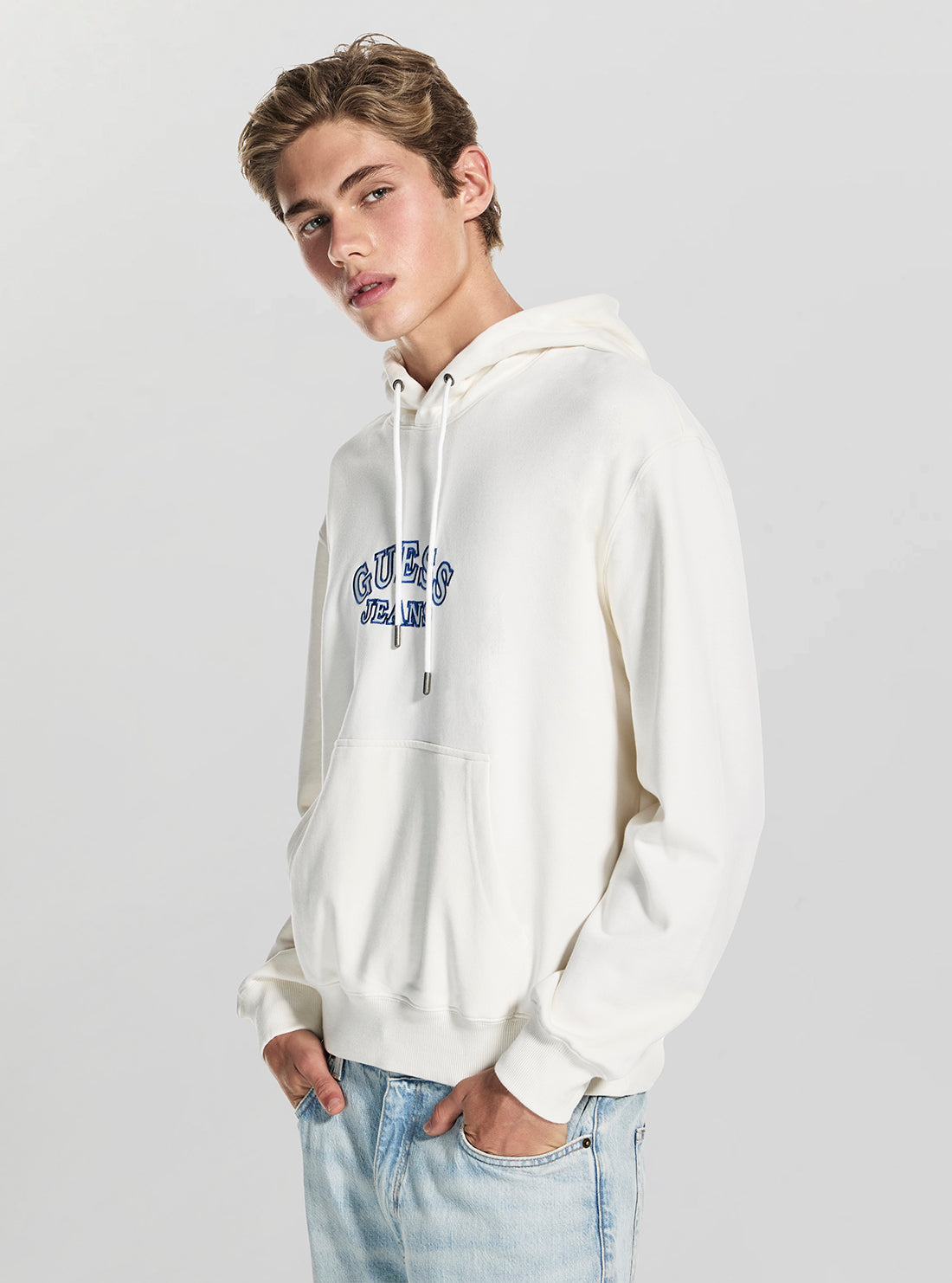 Guess Jeans White Hooded Classic Sweatshirt M5GQ40KCTY1 Side View
