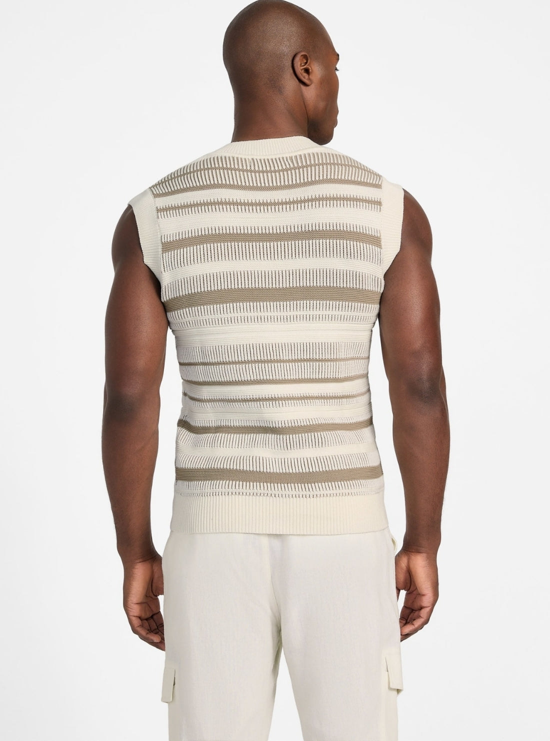 GUESS Mens Multi Giffard Striped Stitch Vest M5GR07Z3MI1 Back View