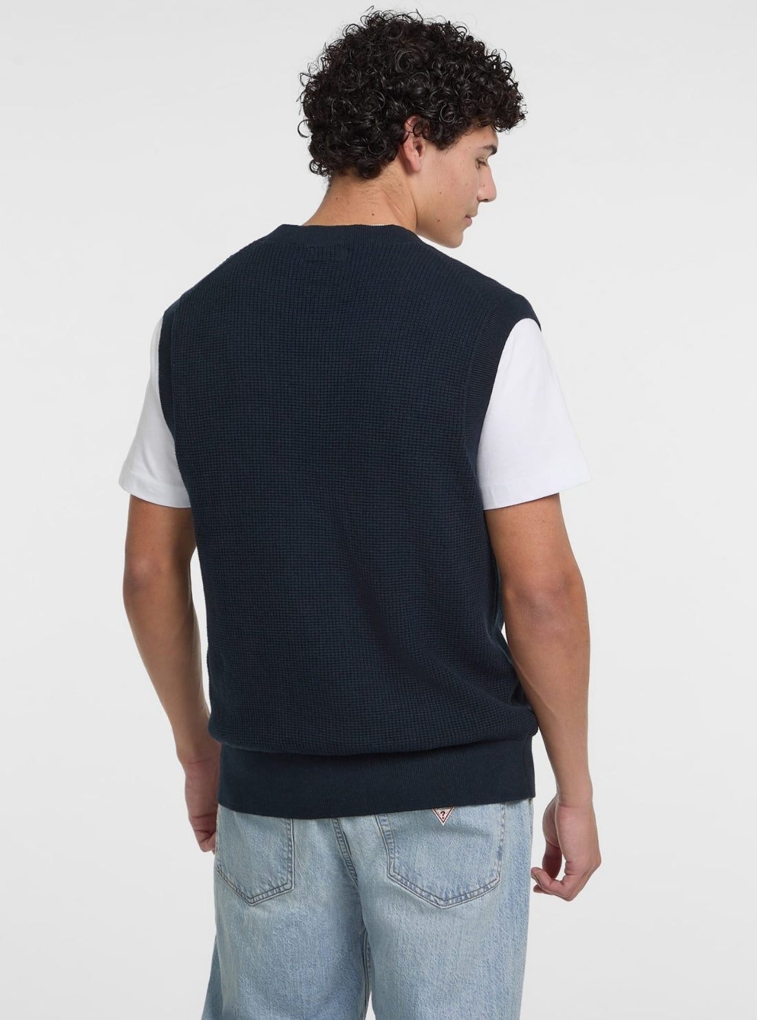 Guess Jeans Blue Embroidered Vest Sweater M5GR16Z3HM1 Back View