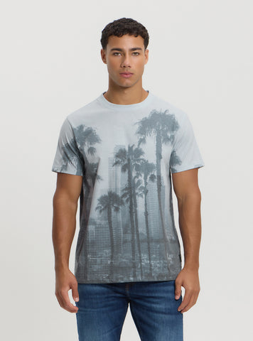 Grey Palm Print T-Shirt