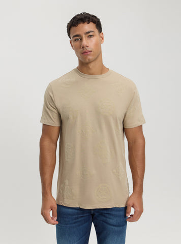 Eco Beige Peony Print T-Shirt