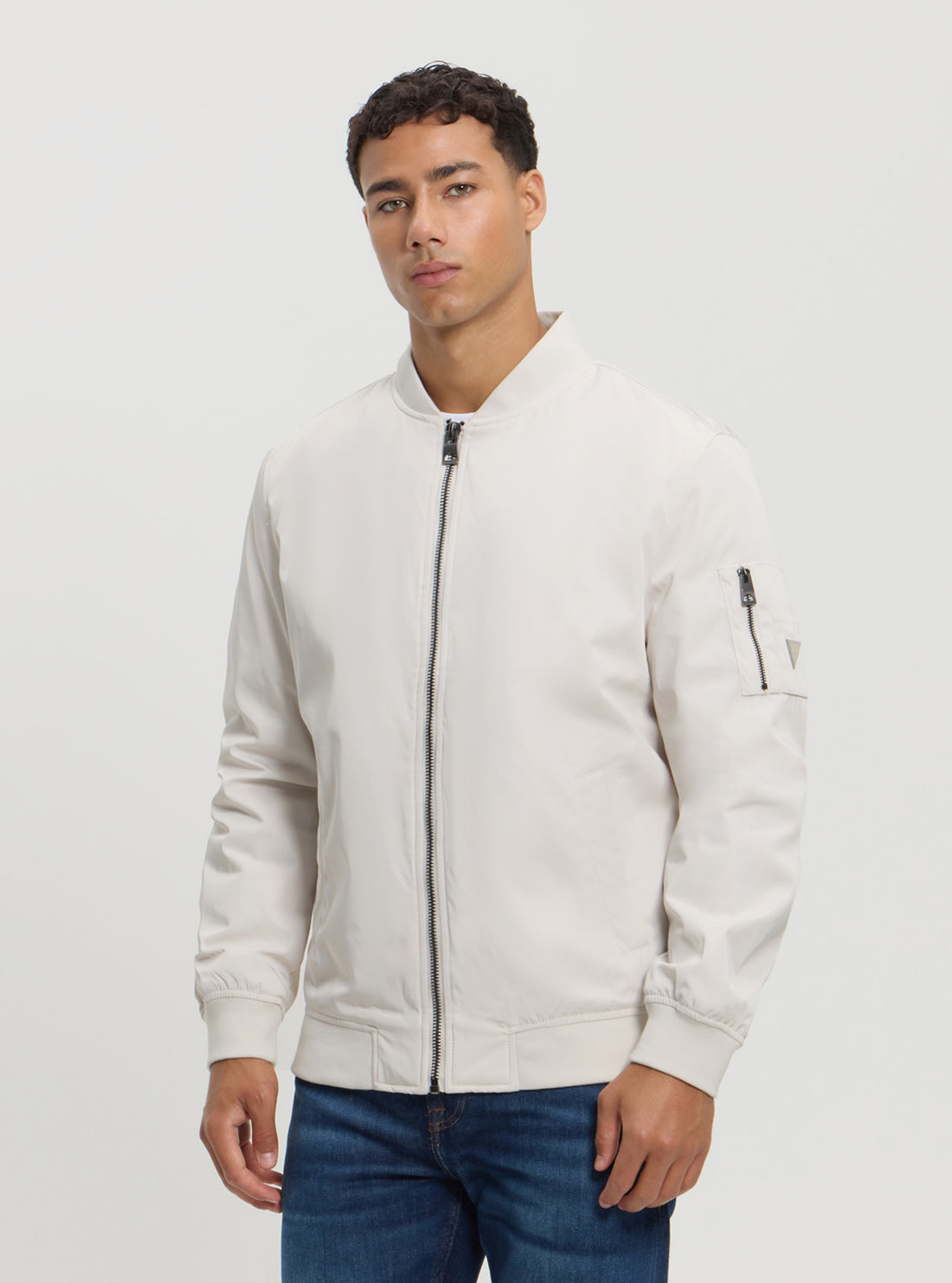White Satin Bomber Jacket