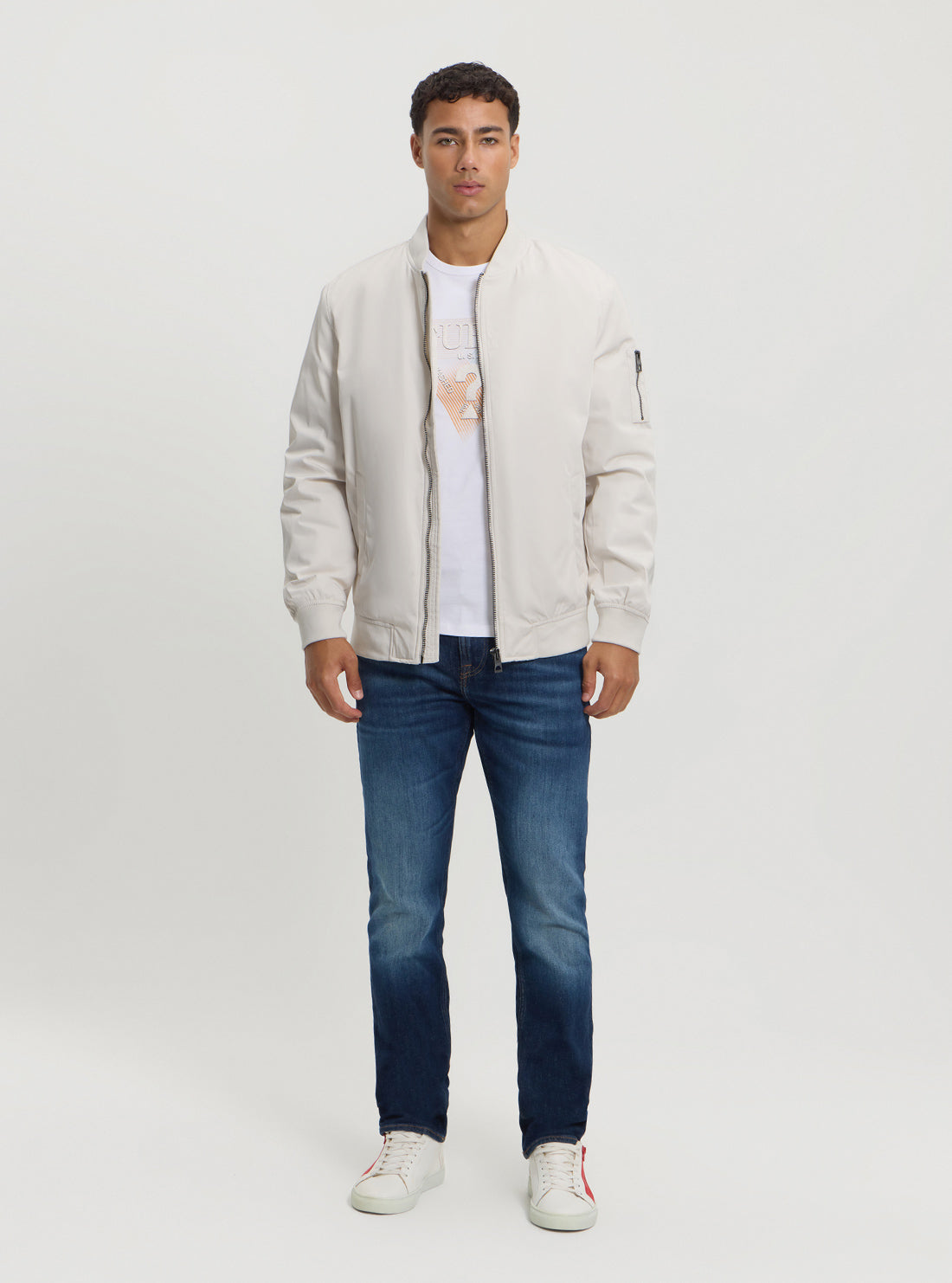 White Satin Bomber Jacket