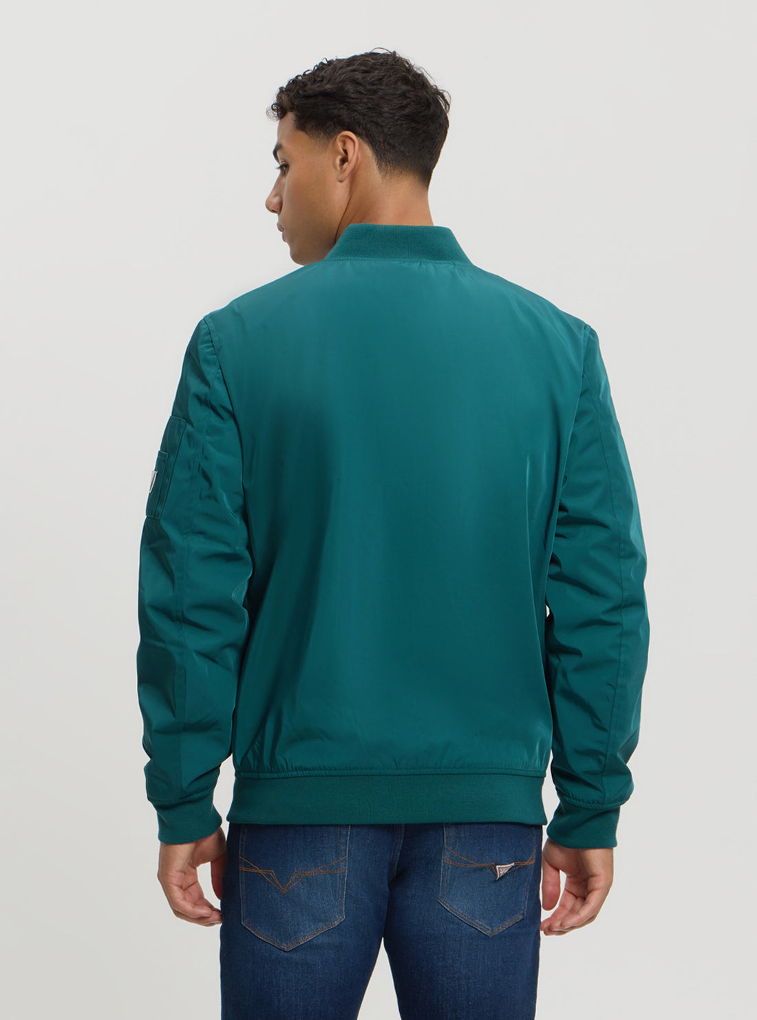 Green Satin Bomber Jacket