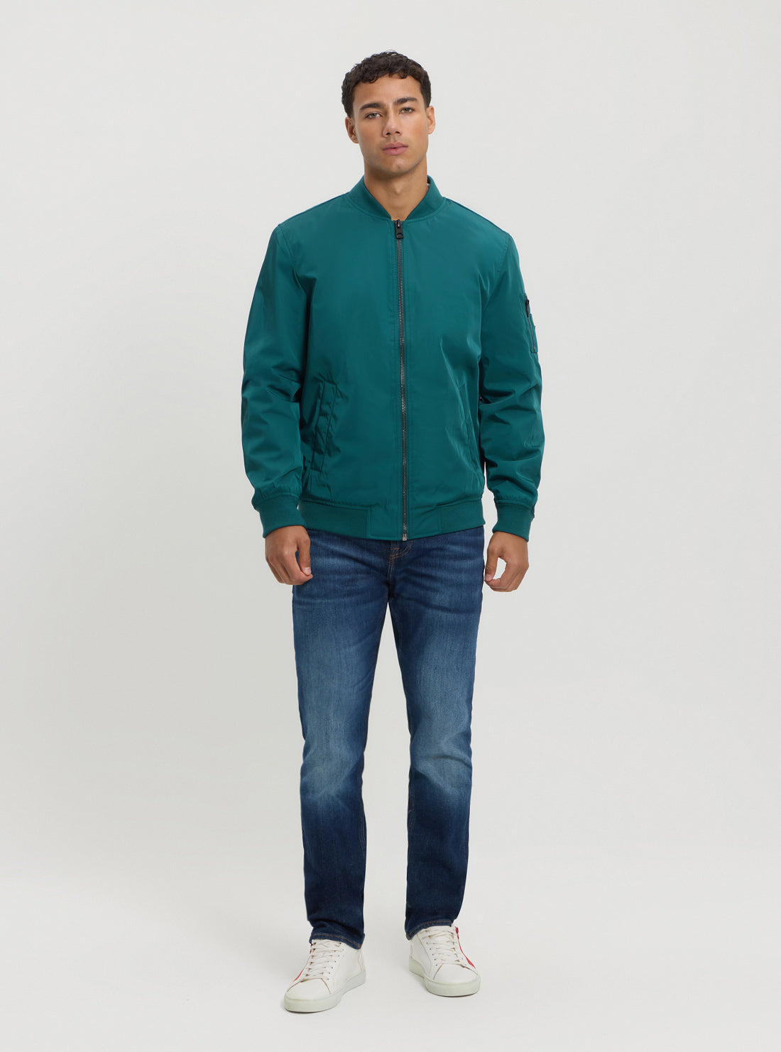 Green Satin Bomber Jacket