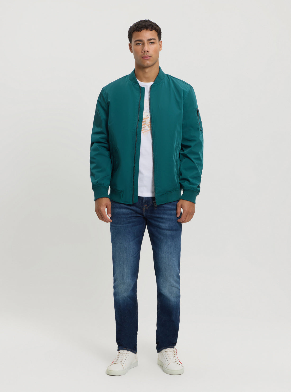 Green Satin Bomber Jacket