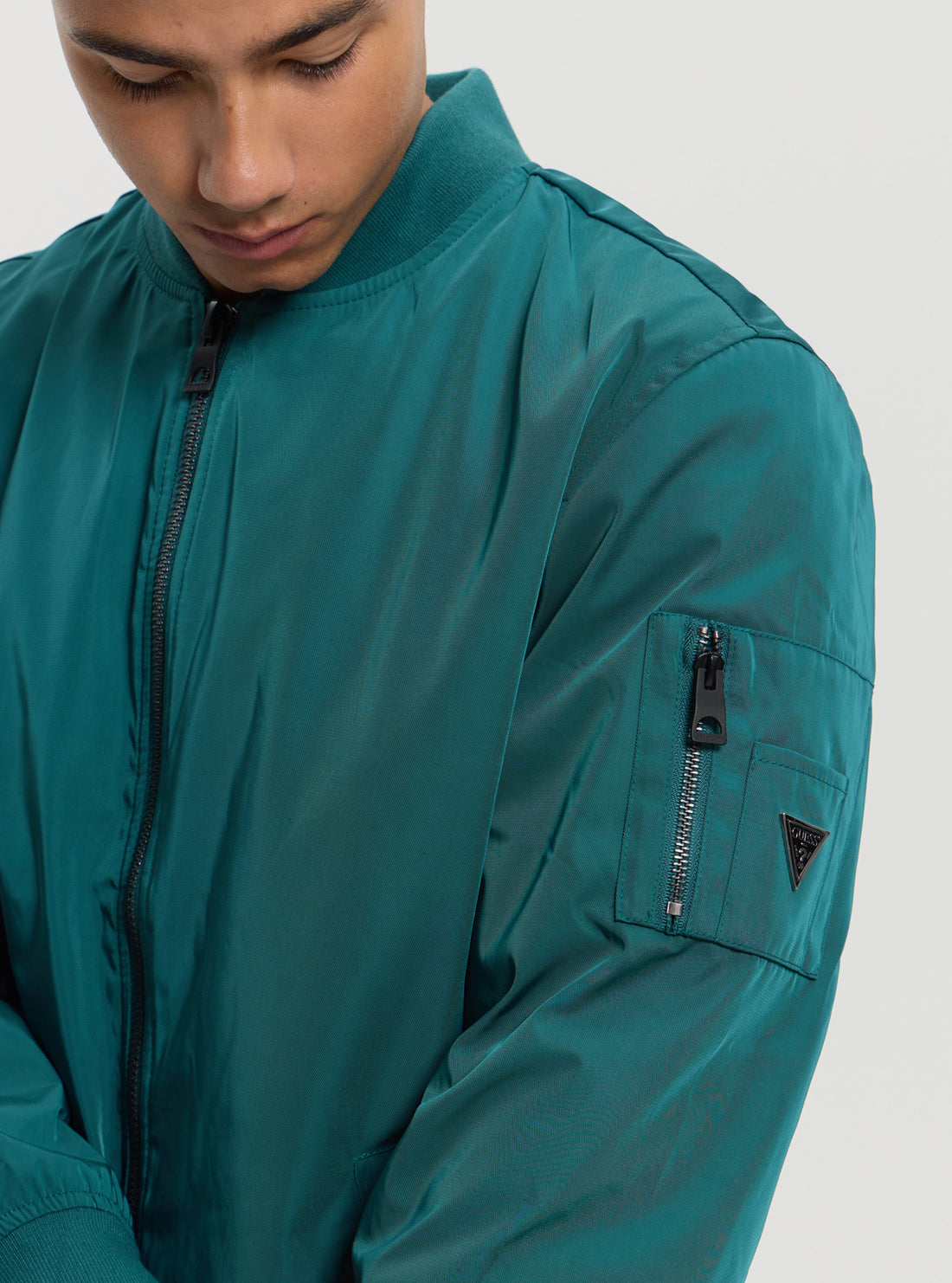 Green Satin Bomber Jacket