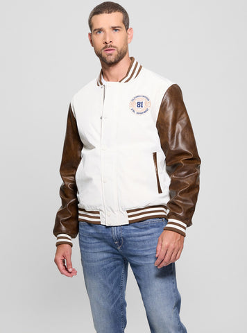 White Varsity Bomber Jacket