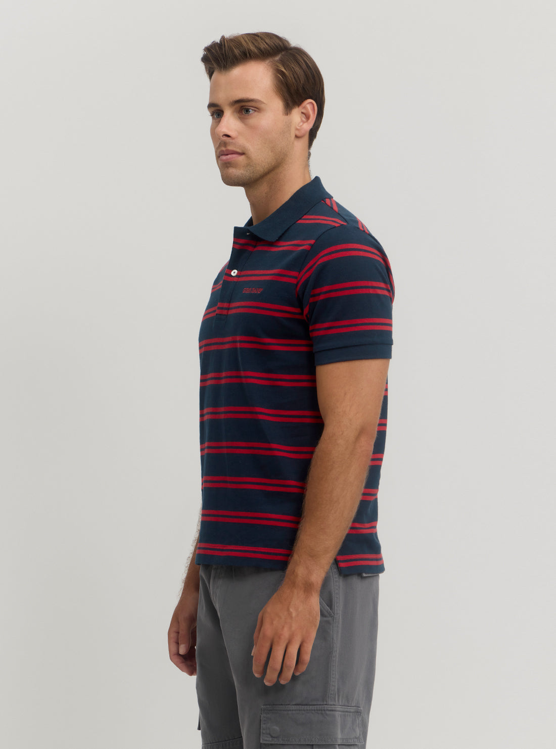 Guess Jeans Red Blue Stripes Polo T-Shirt