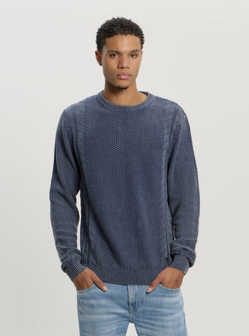 Blue Marine Cable Knit Jumper