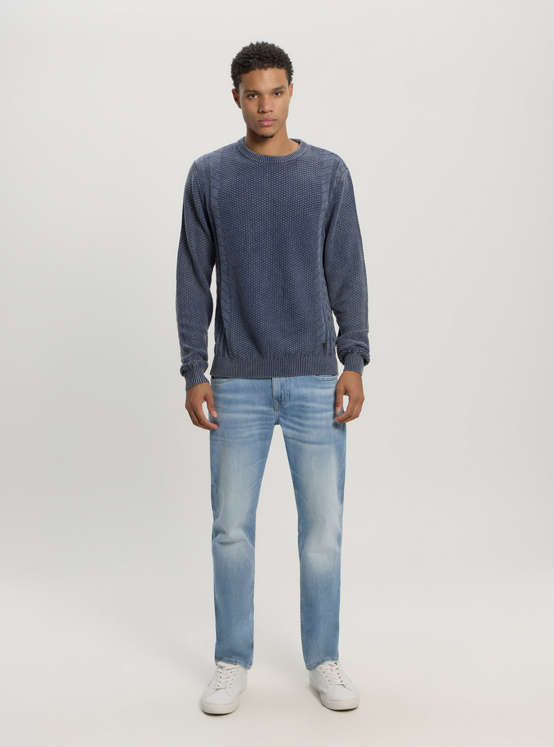 Blue Marine Cable Knit Jumper