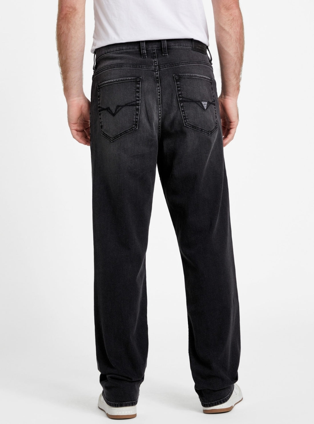 GUESS Mens Eco Black Mid Rise Owen Jeans M5YAT5D58K2 Back View