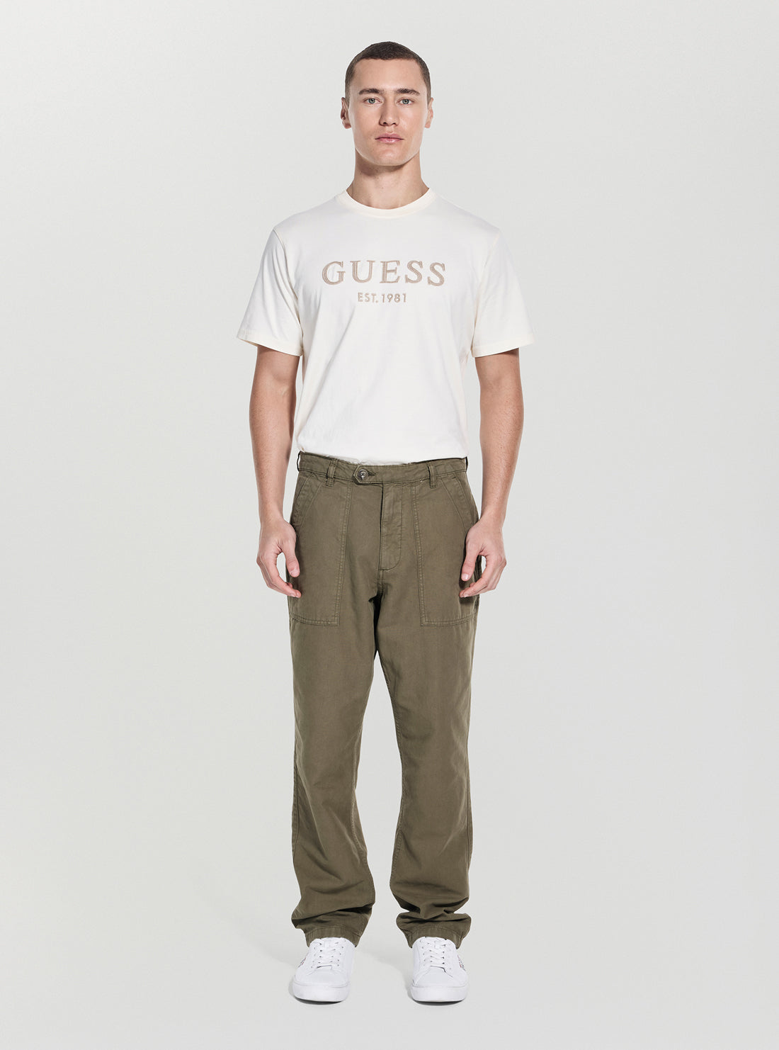 GUESS Mens Green Porto Straight Leg Pants M5YB21WHD61 Full View