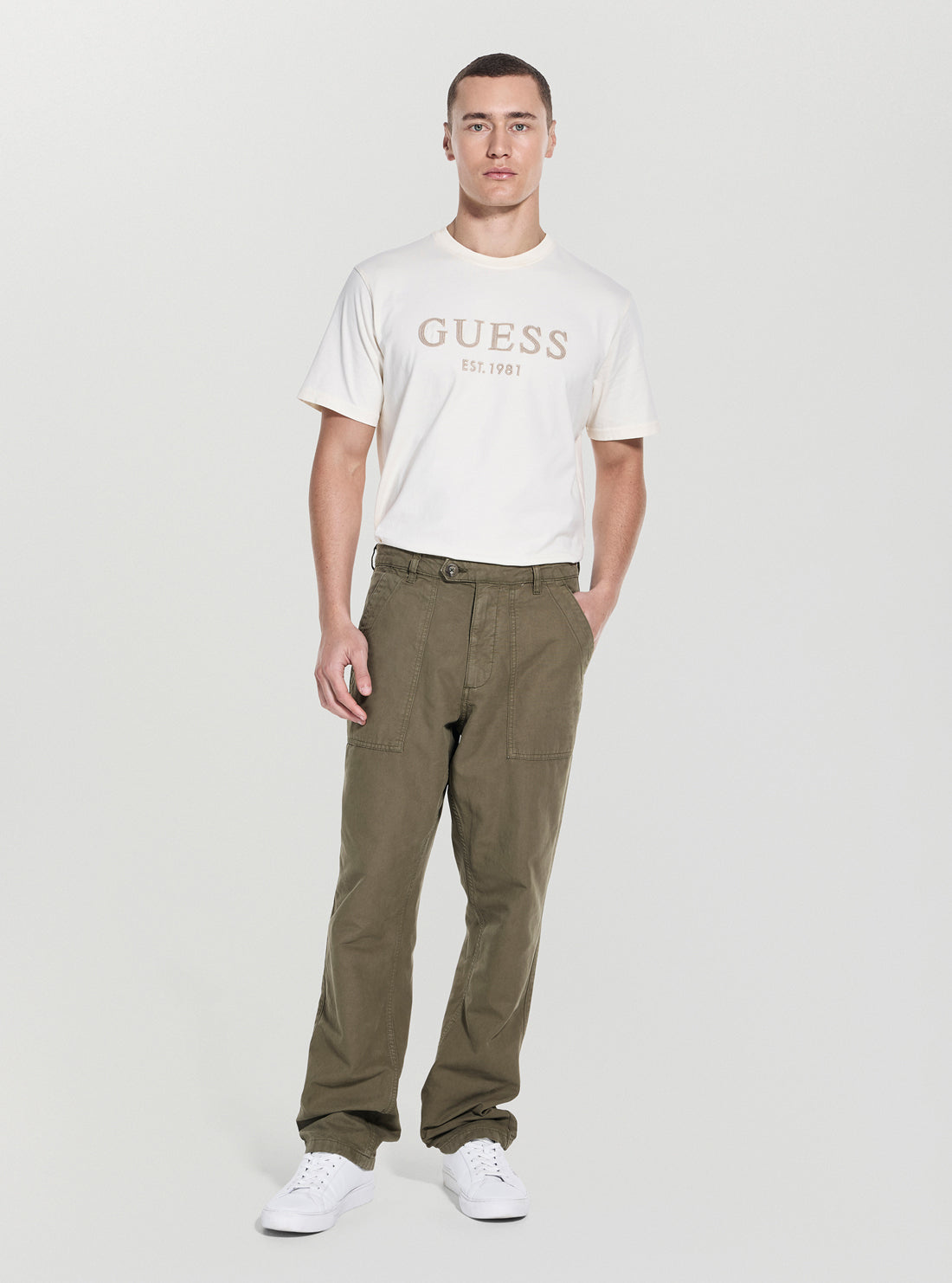 GUESS Mens Green Porto Straight Leg Pants M5YB21WHD61 Full View