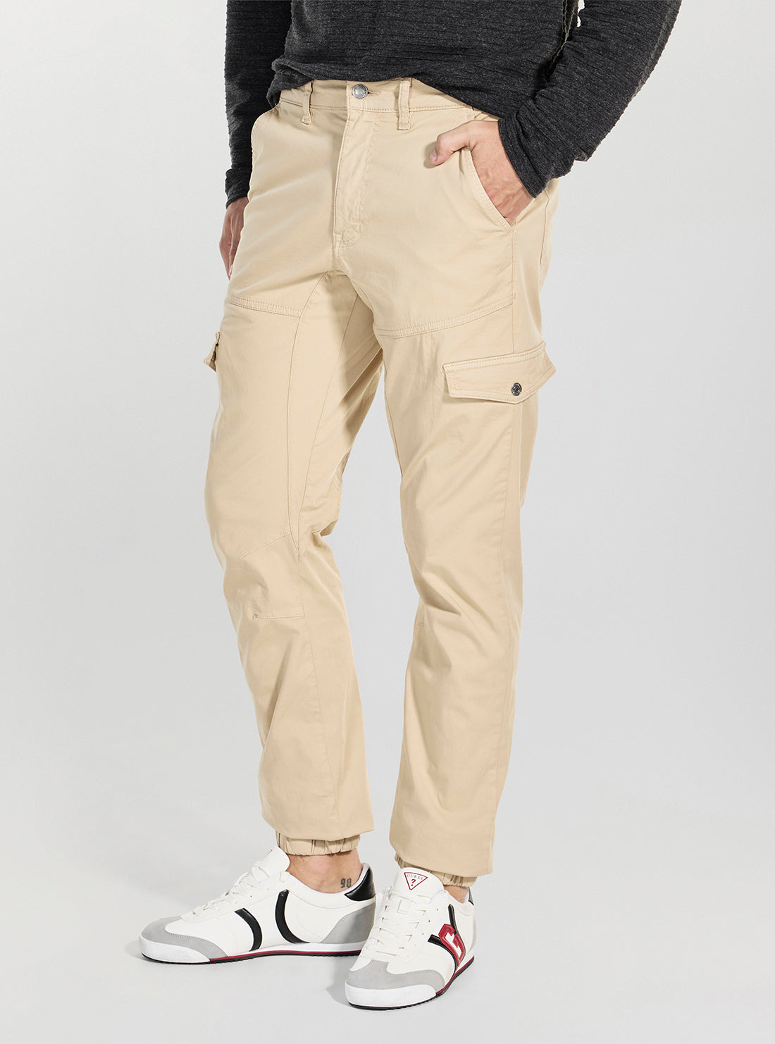 GUESS Mens Beige Rubin Kombat Pants M5YB54WHD71 Side View