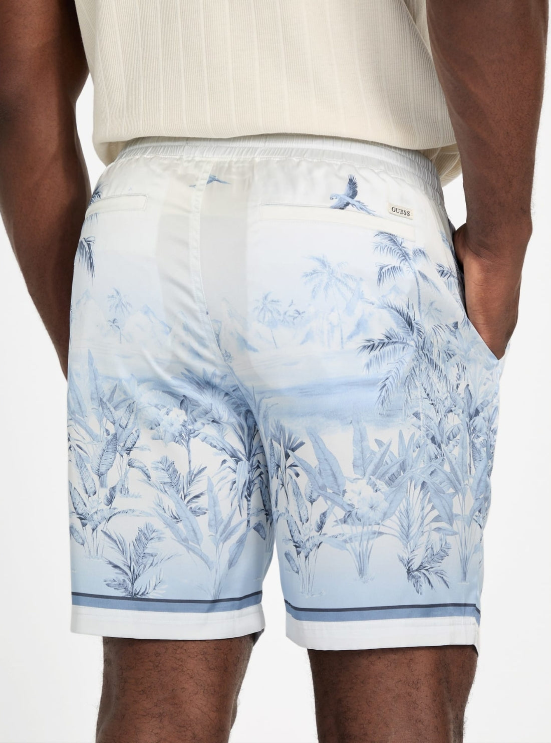 GUESS Mens Blue Charm Big Cat Graphic Short M5YD39WF1T2 Back View