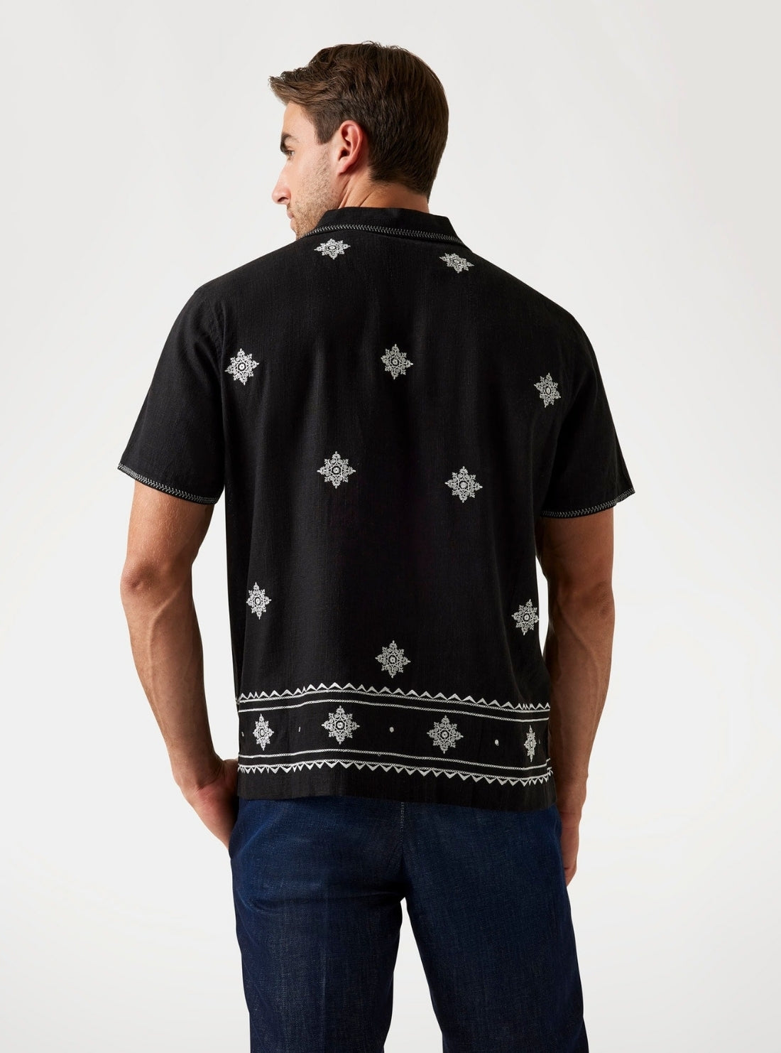GUESS Mens Black Mosley Embroidered Shirt M5YH47WH350 Back View
