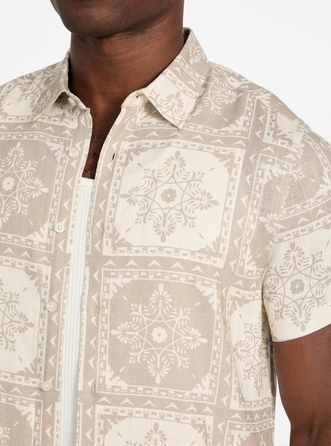 GUESS Mens Beige Mosley Tile Print Shirt M5YH51WH350 Detail View