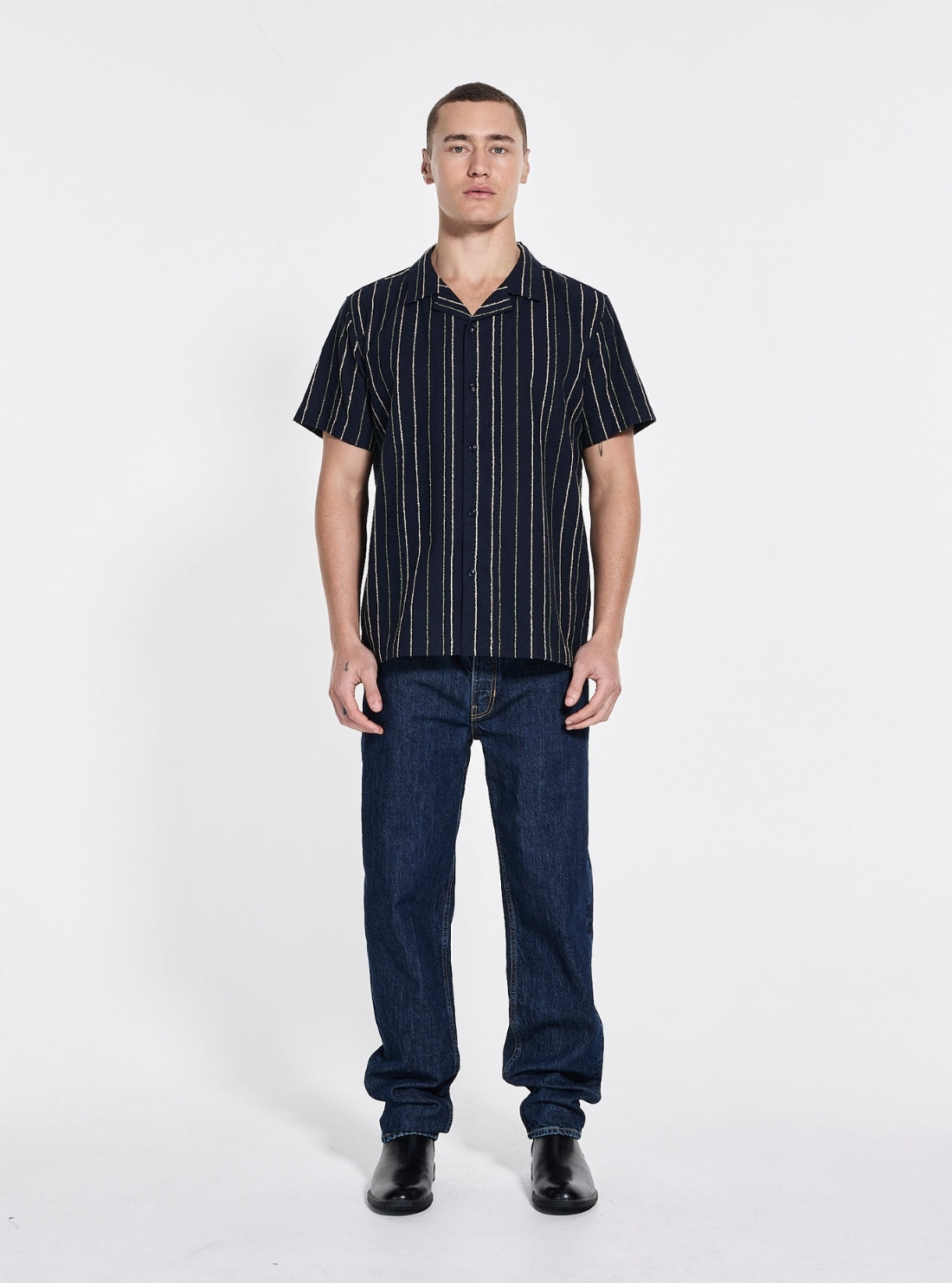 GUESS Mens Blue Multi Cooper Stripe Shirt M5YH58WHCC0 Full View