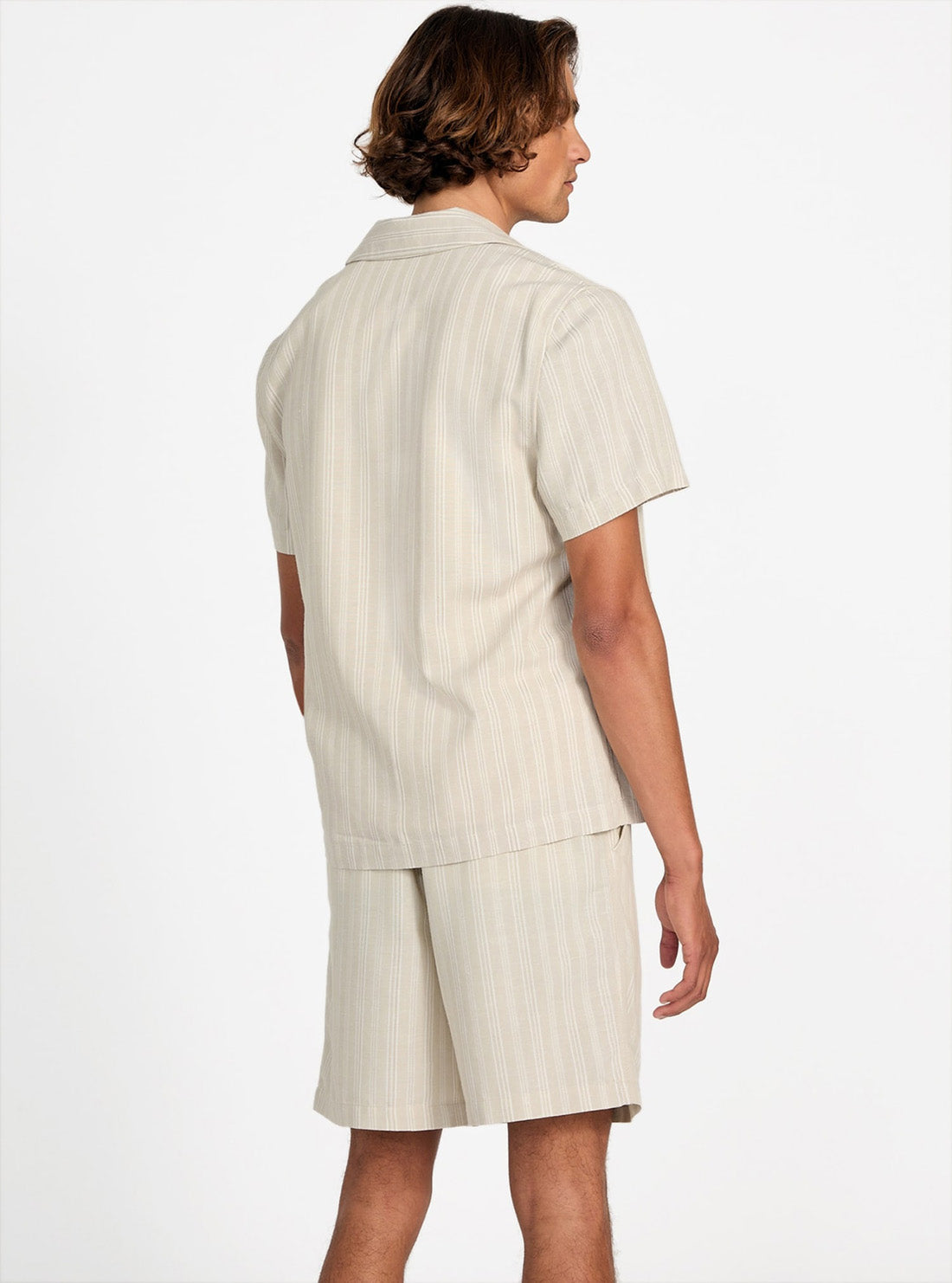 GUESS Mens Eco Beige Fletcher Linen Shirt M5YH81WHBY0 Back View