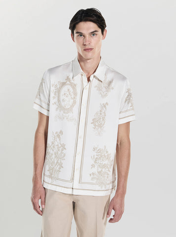 GUESS Mens White Floral Mirror Charm Shirt M5YH85WF1T2 Front View