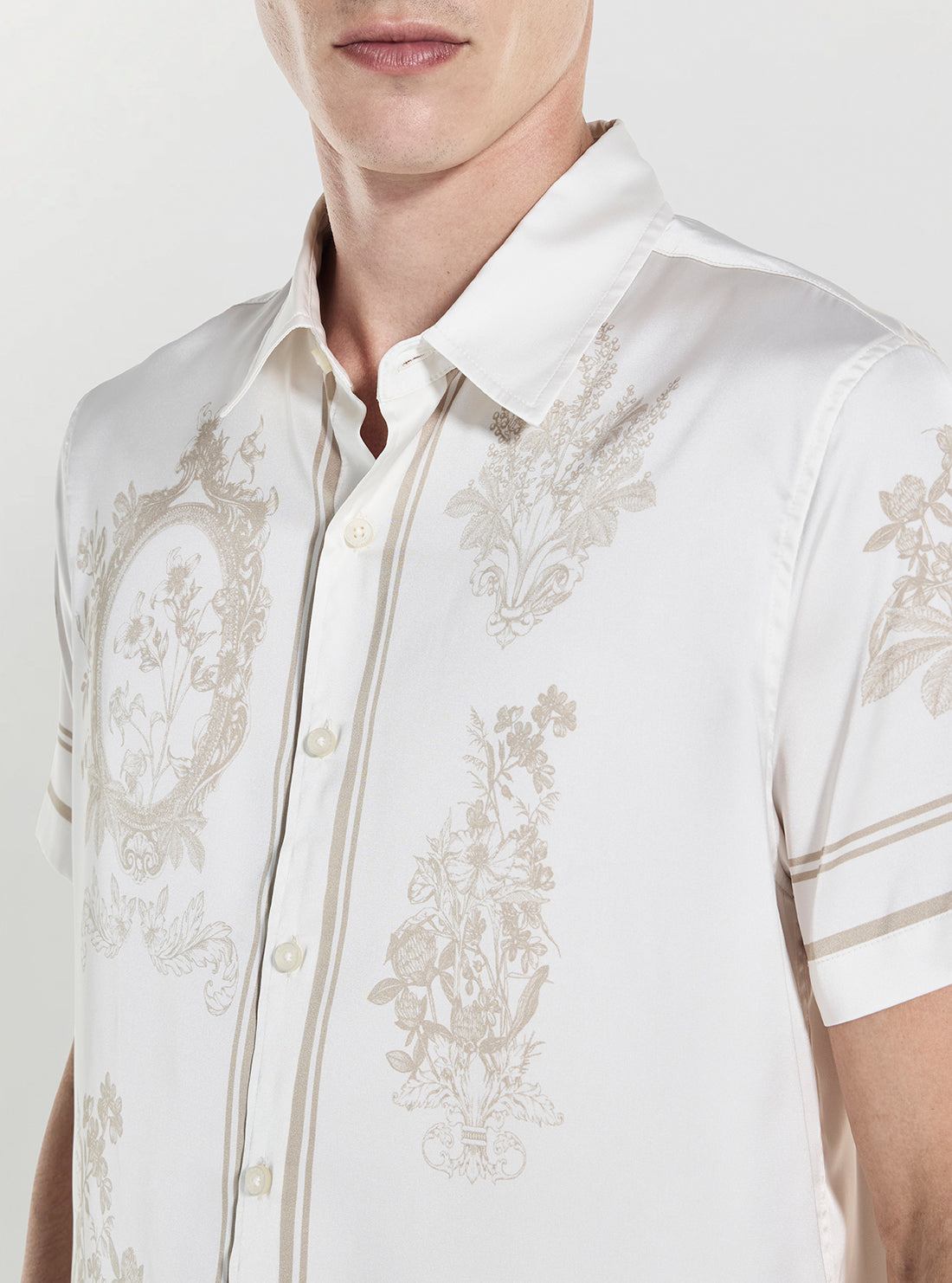 GUESS Mens White Floral Mirror Charm Shirt M5YH85WF1T2 Front Detail View