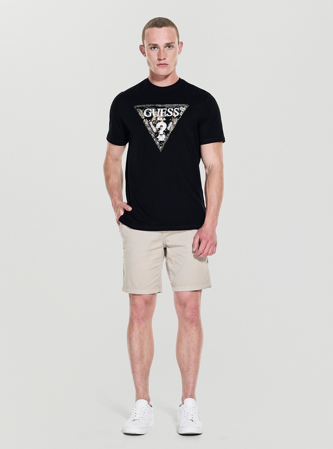 GUESS Mens Black Guess Triangle T-Shirt M5YI15I3Z14 Full View