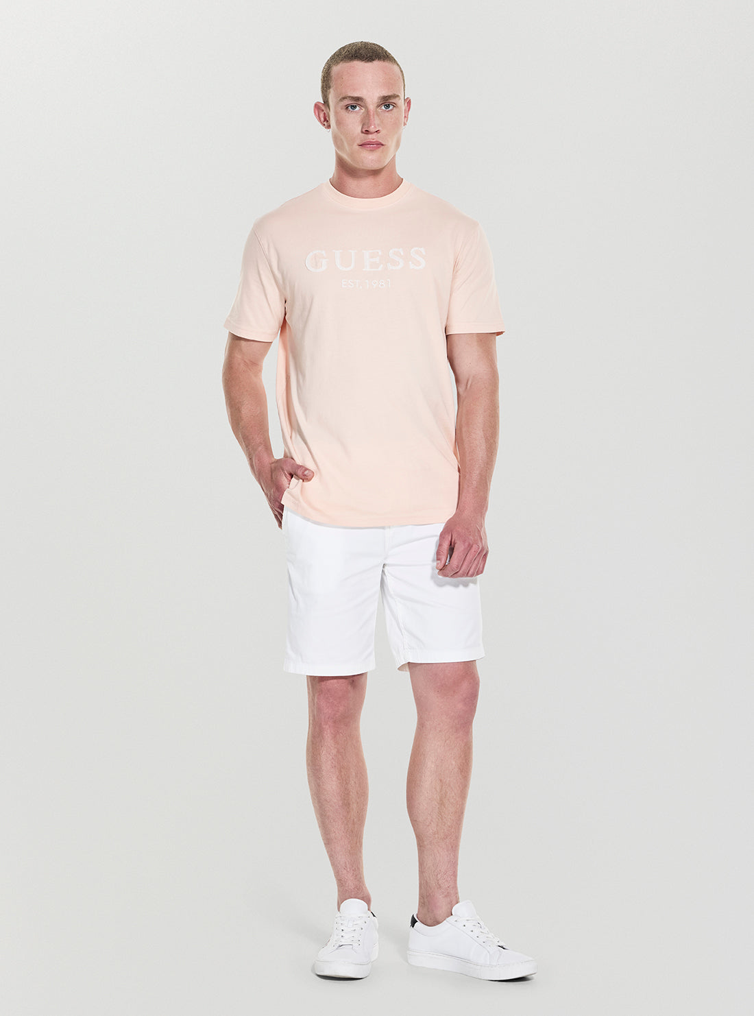 GUESS Mens Pink Guess Box Logo T-Shirt M5YI17I3Z14 Full view