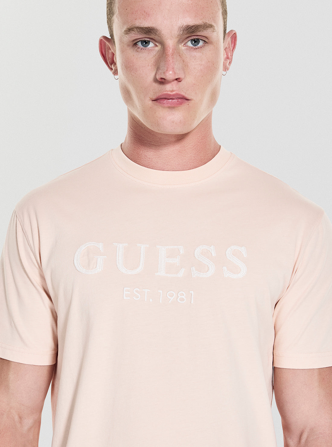 GUESS Mens Pink Guess Box Logo T-Shirt M5YI17I3Z14 Detail View