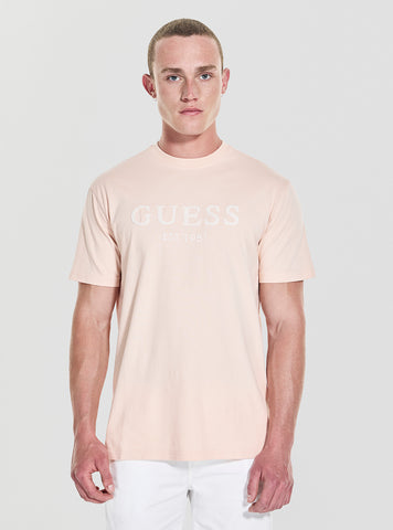 GUESS Mens Pink Guess Box Logo T-Shirt M5YI17I3Z14 Front View