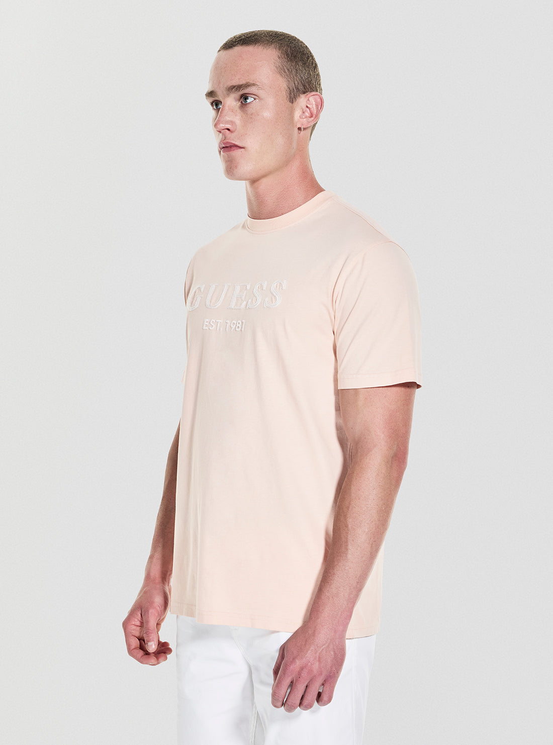 GUESS Mens Pink Guess Box Logo T-Shirt M5YI17I3Z14 Side View