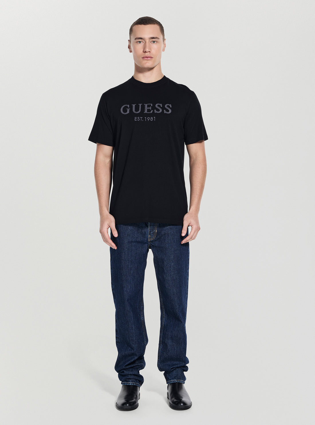 GUESS Mens Black Guess Box Logo T-Shirt M5YI17I3Z14 Full View