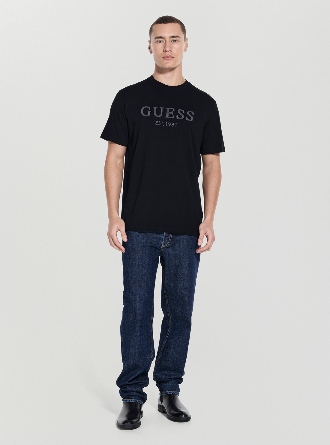 GUESS Mens Black Guess Box Logo T-Shirt M5YI17I3Z14 Full View