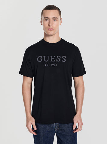 GUESS Mens Black Guess Box Logo T-Shirt M5YI17I3Z14 Front View
