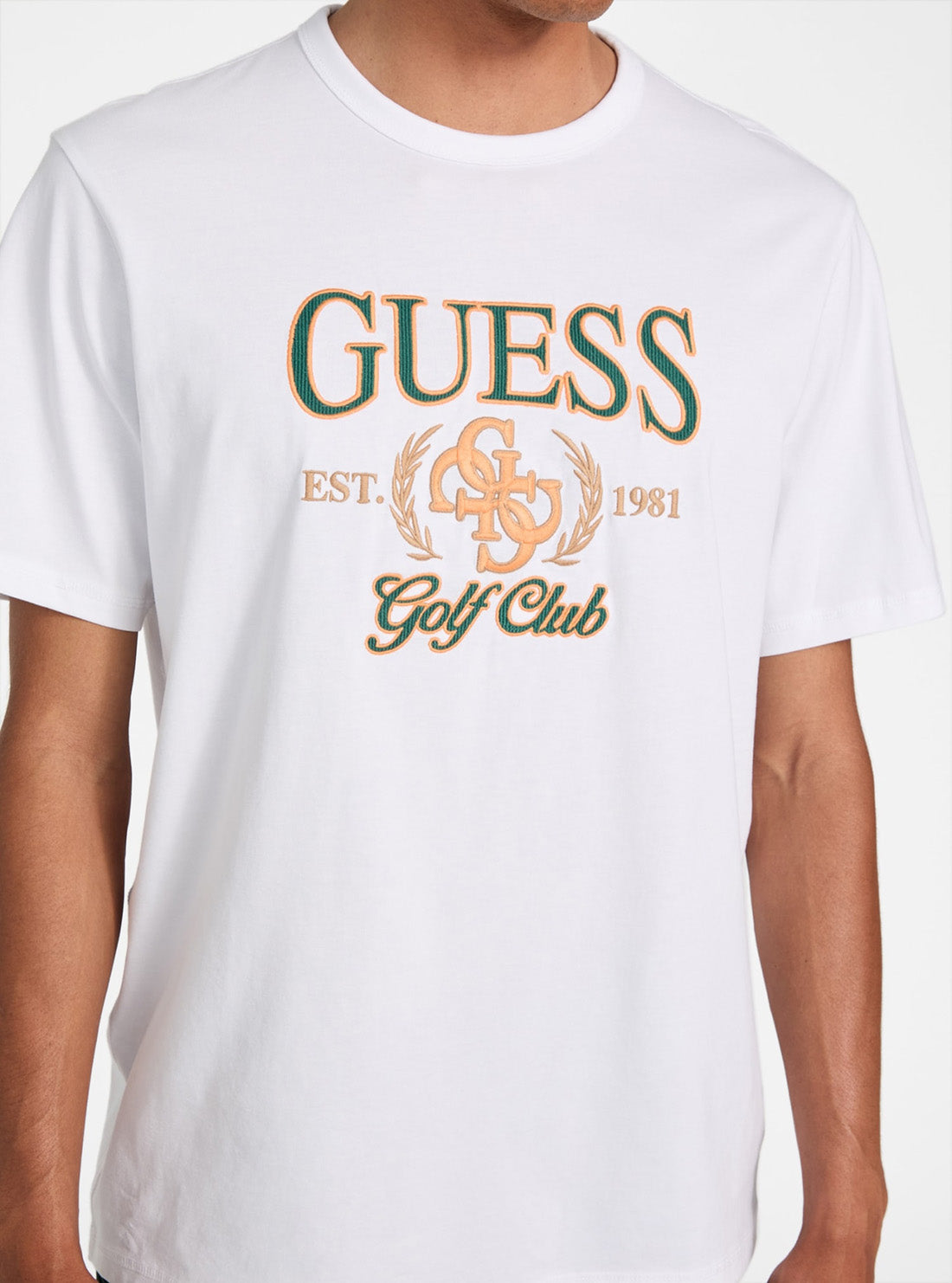 GUESS Mens White Guess 4G T-Shirt M5YI22K8FQ4 Detail View