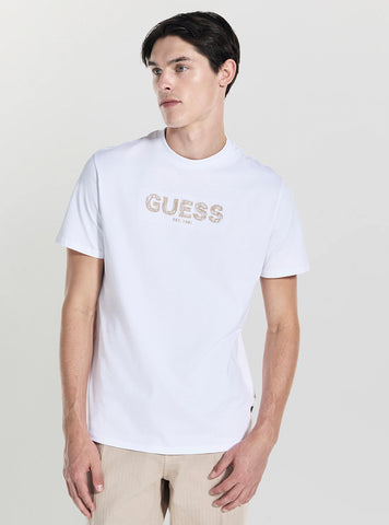 GUESS Mens White Basic Guess Embroidery Logo T-Shirt M5YI41KBW41 Front View