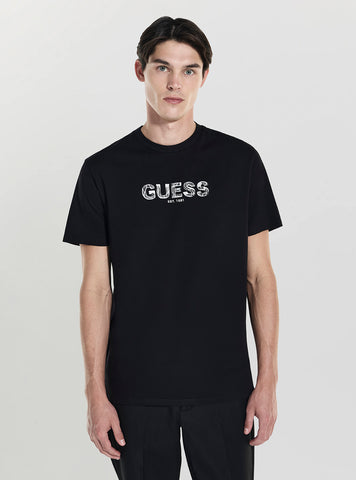 GUESS Mens Black Basic Guess Embroidery Logo T-Shirt M5YI41KBW41 Front View
