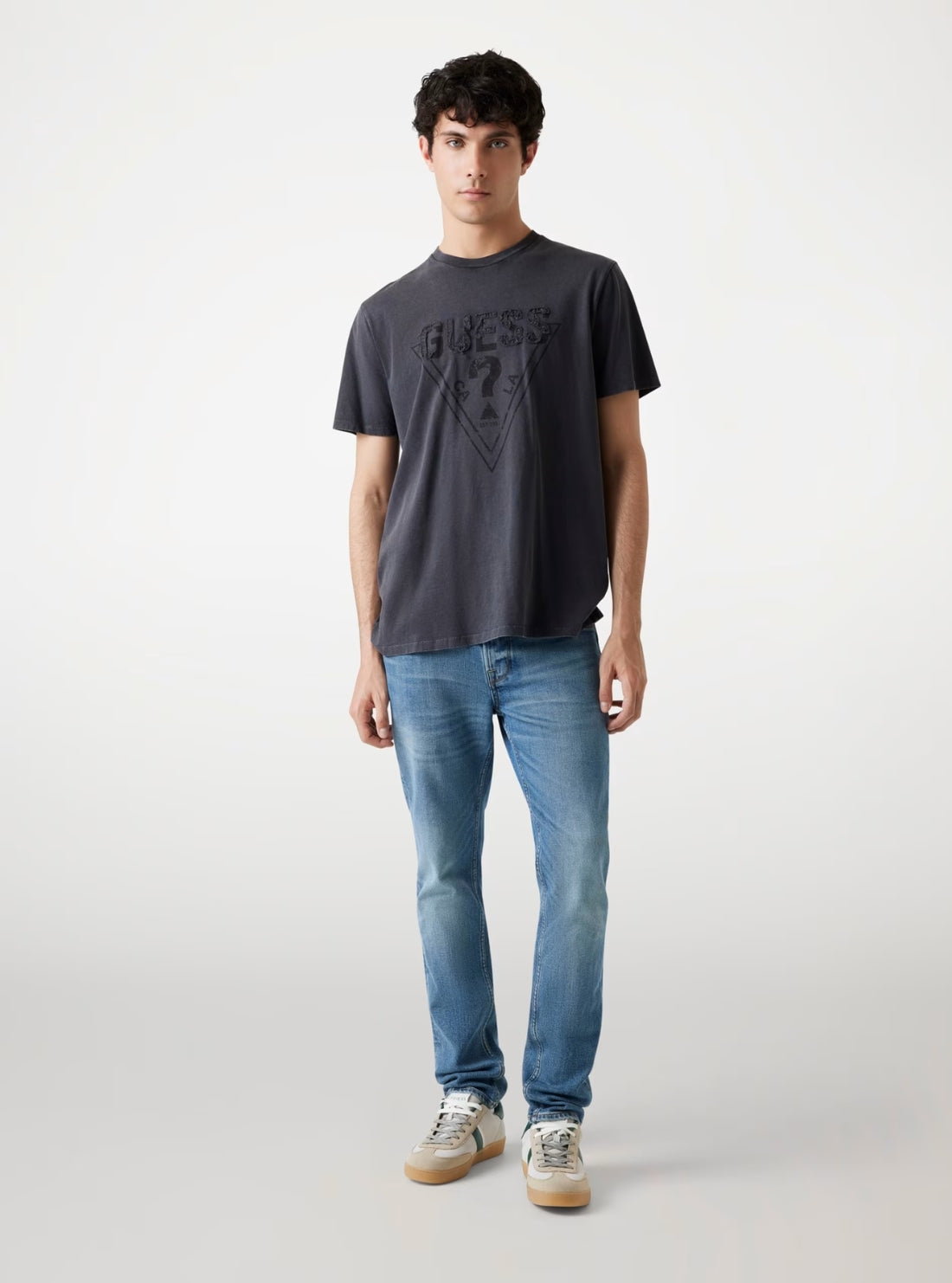 GUESS Mens Black Inset Logo T-Shirt M5YI42KBW41 Full View